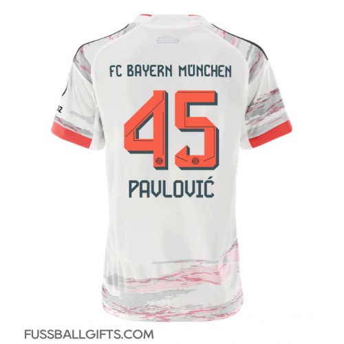 Bayern Munich Aleksandar Pavlovic #45 Fußballbekleidung Auswärtstrikot Damen 2025-26 Kurzarm